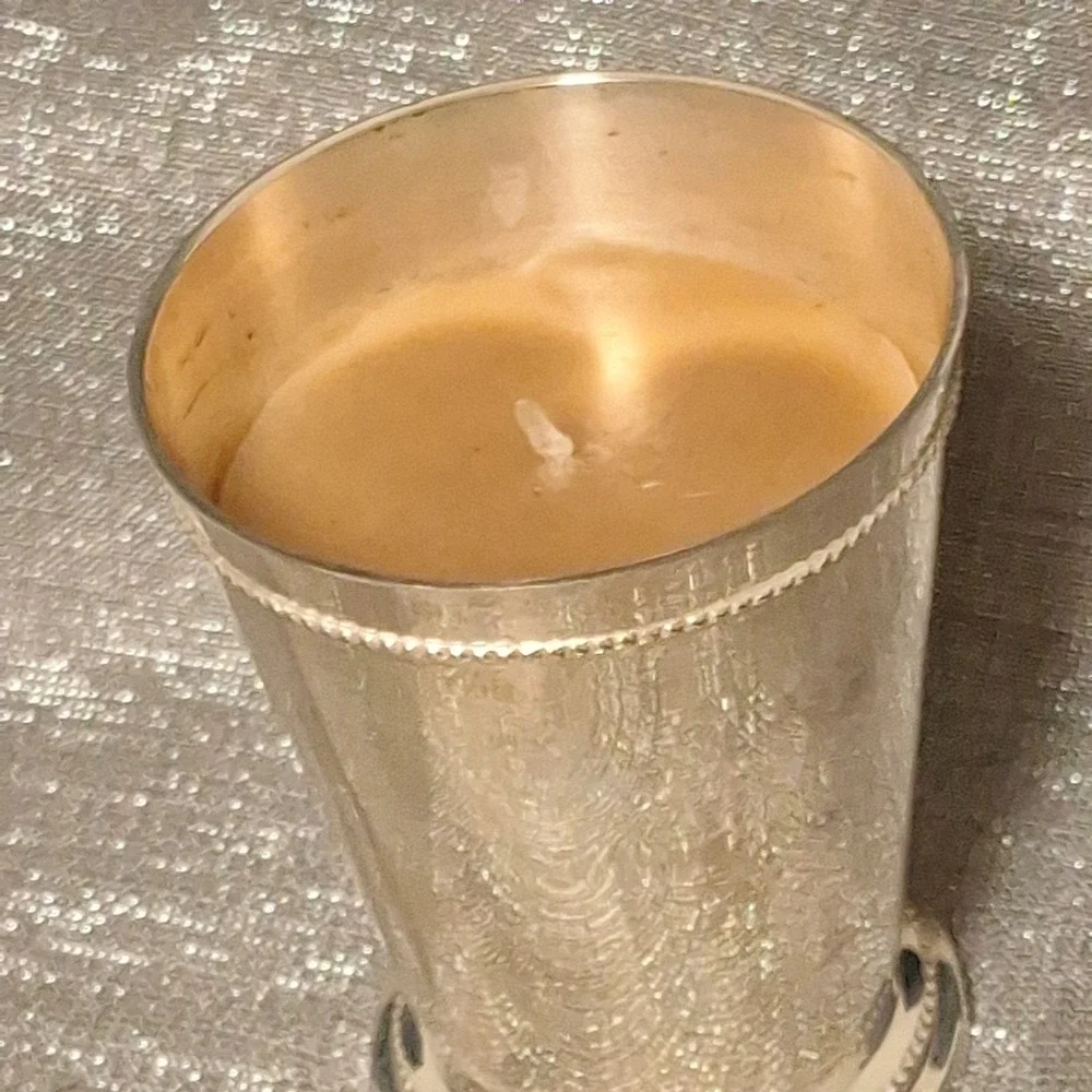 Two's Company Blenheim Crested Mint Julep Cup Silver Plate with Wax Candle Tag